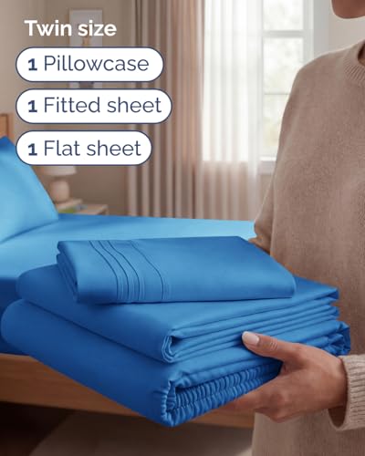 Twin Size 3 Piece Sheet Set (19 - Royal Blue / Twin)