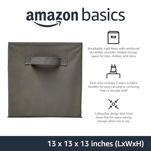Collapsible Fabric Storage Cube Bins Organizer with Handles for Organizing (Gray / 13"x13"x13")