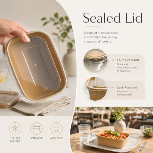 50 Pack 20 OZ Large Paper Bowls with Lids (20OZ-50PACK)