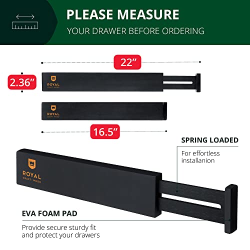 Bamboo Drawer Dividers Organizers (Large (up to 22") / Black)