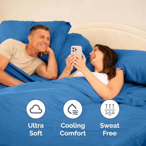 Flex Top Split Head King 4 Piece Sheet Set (19 - Royal Blue / Split Head/Flex Top)