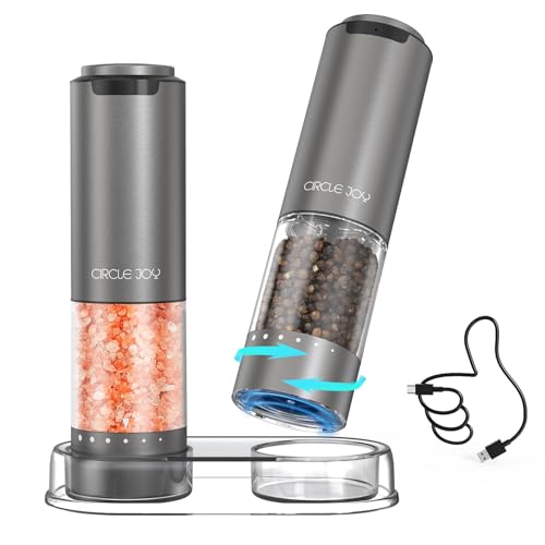 Rechargeable Electric Salt and Pepper Grinder Set with Base (Rechargeable Aluminum Set with Base)