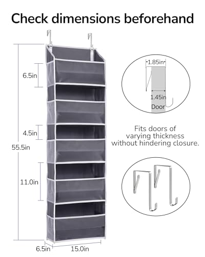 2 Pack 5 tier Over the Door Organizer Dark Gray (Dark Grey / 2 Pack-5 Tier)