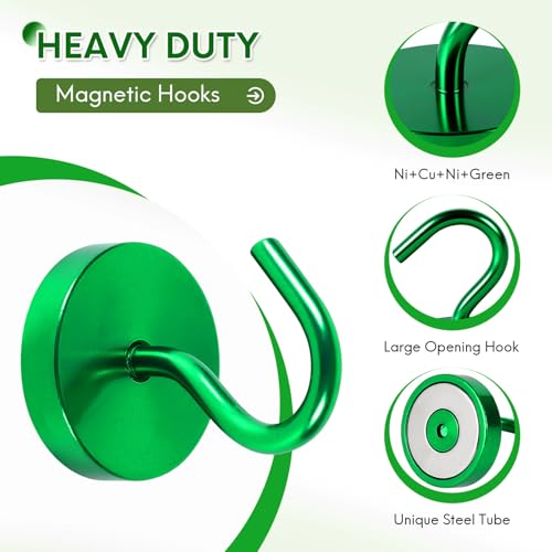 Magnetic Hooks Large Opening (Green / 80lb Magnetic Hooks)