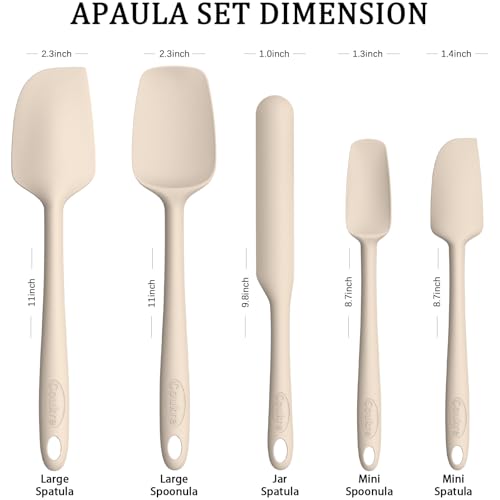 Silicone Spatula Set of 5 (Pure Beige)