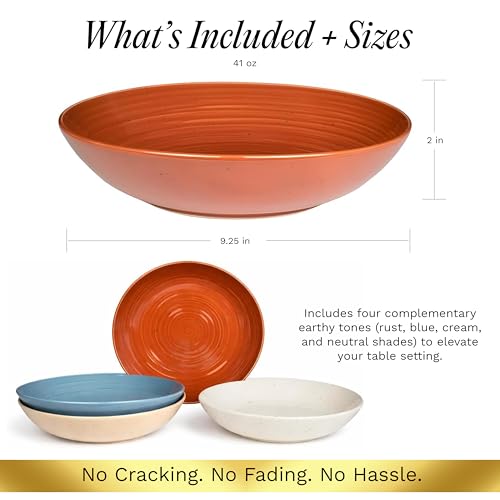 Siterra Painter's Palette Stoneware Pasta Bowls (Rustic Mix / Pasta Bowl Set)