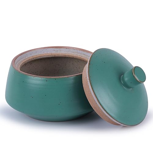 Small Kitchen Ceramic Canister Storage Jar with Lid Ancient Green (Ancient Green)