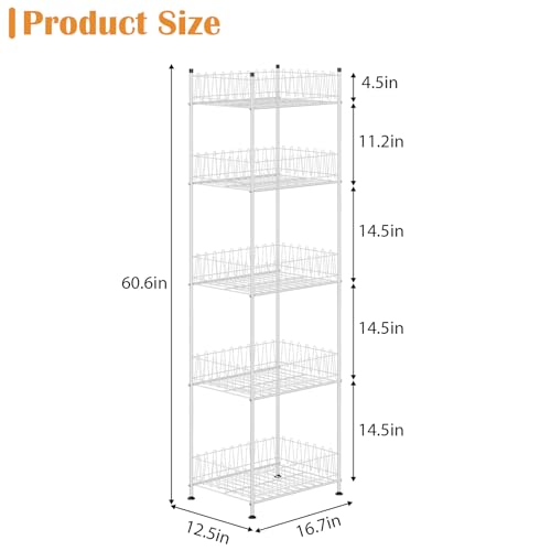 Water Bottle Storage Organizer 5 Tier Metal Water Bottle Holder Shelf Drink Beverage Soda Can Organizer Rack Bottled Water Stand for Floor Classroom Kitchen Food Storage (5 Count)