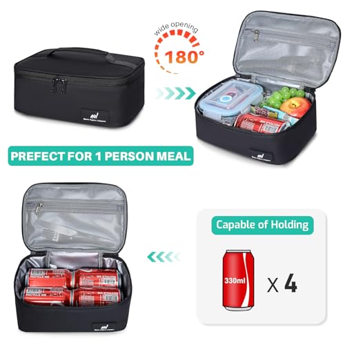 NOL Insulated Lunch Bag for Adults (Black / Small (4.5 Liters))