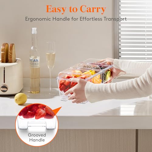 Chilled Condiment Caddy with 3 Compartment & Individual Lids (without Accessories / 3 Containers)