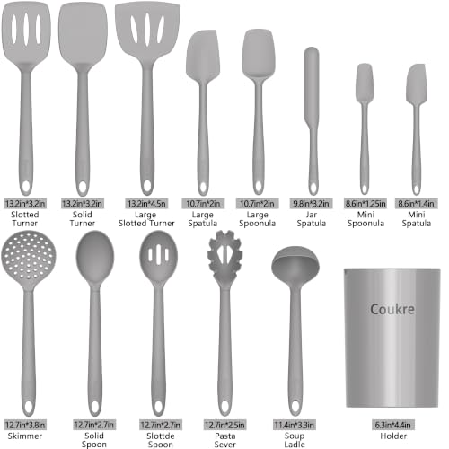 Silicone Kitchen Cooking Utensils Set (PureGray)