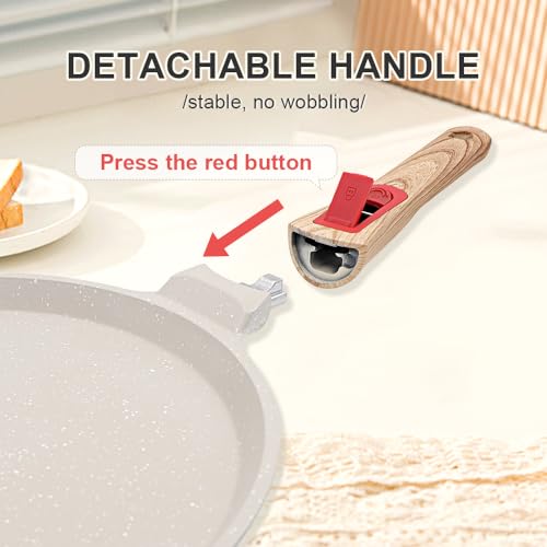Non Stick Crepe Pan with Detachable Handle (White / 8 inch)
