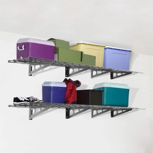 12-inch-by-72-inch Wall Shelf Garage Storage Rack Wall Mounted Floating Shelves,1x6ft,Black, 2-Pack, Classic Series (Black / 2 pack-1x6 ft)