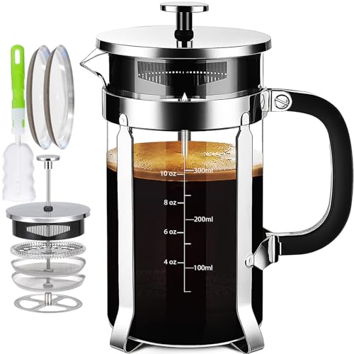 French Press Coffee Maker 304 Stainless Steel Coffee Press (Silvery / 12 oz)