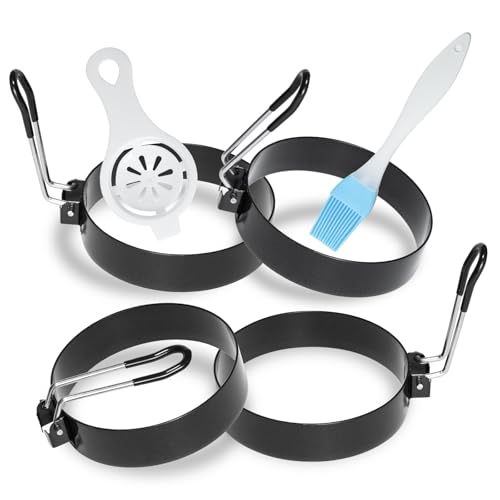4 Pack 3.5 Inch Nonstick Stainless Steel Egg Rings for Frying Eggs