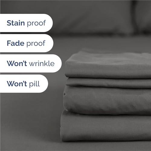 Split King Size 5 Piece Sheet Set (07 - Charcoal / Split King Size)