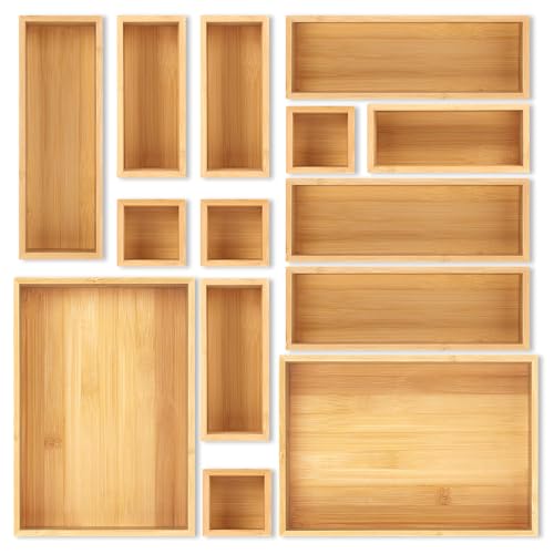Bamboo Drawer Organizer Set (14)