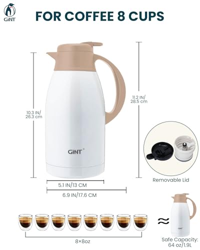 Stainless Steel Thermal Coffee Carafe (White / 64 oz)