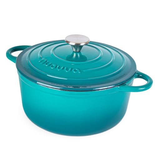 Cast Iron Dutch Oven with Lid (Teal / 5-Quart - Deep)