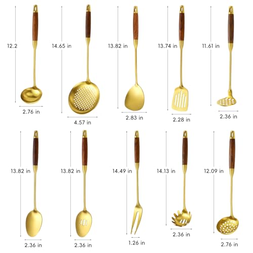 18 10 Stainless Steel Kitchen Utensils Set (Small / GOLD-10 Pieces)