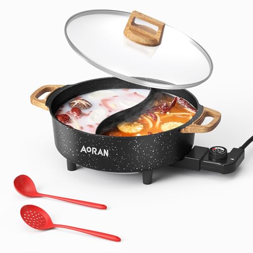 AORAN Electric Hot Pot with Divider (8.5 Quarts)