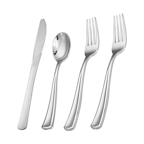 200Pcs Silver Plastic Cutlery (Cutlery Silver)