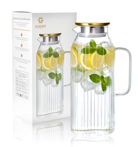 2.1 Liter 71oz Square Glass Pitcher with Lid (71 Ounces)