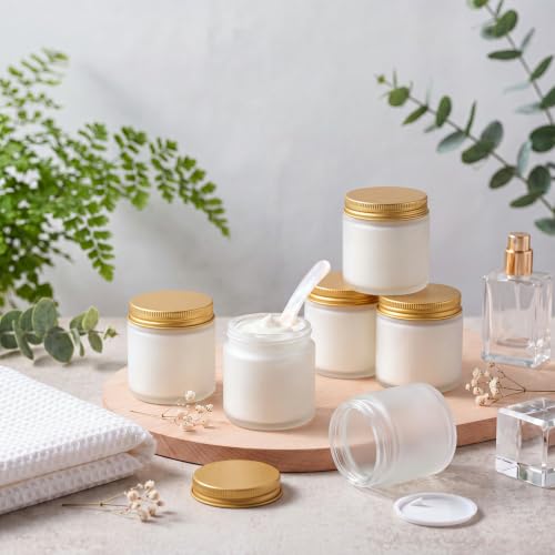 24 Pcs 4oz Glass Jars (Frosted,Gold / 4 oz)