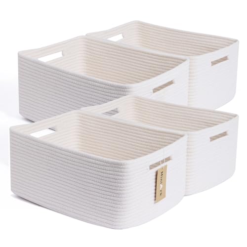 Large Storage Baskets for Organizing (4pcs-L17×W13×H7.5" / Off White)