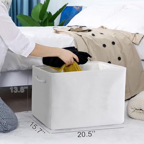 Organization and Storage Basket for Shelves (White Color / 3PCS/Extra Jumbo - 20.5Lx15.7Wx13.8H)