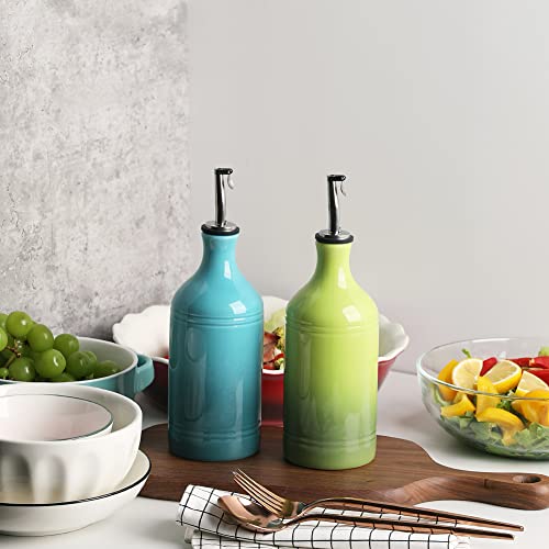 Sweejar Ceramic Olive Oil Dispenser Bottle (15.5 oz, Set of 1 / Gradient Blue)