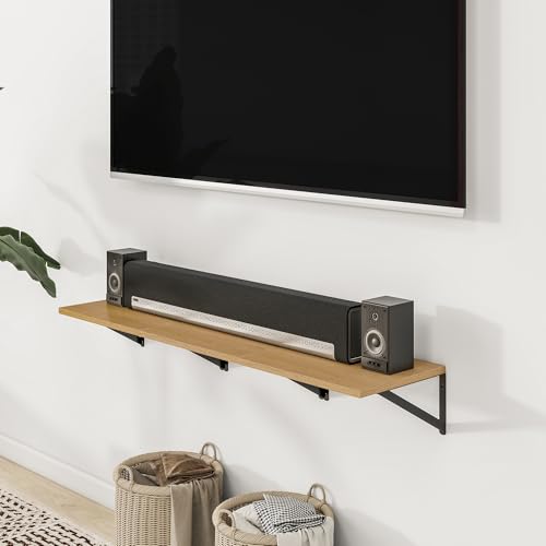 16W x 12D Deep Floating Shelves Set of 3 Oak (Oak With Black Metal Bracket / 16wx12dx5.8h)
