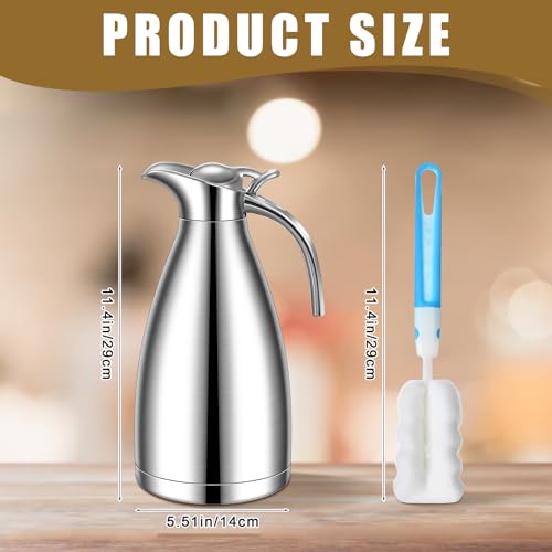 2 Pcs 68oz Thermal Coffee Carafe for Keeping Hot (Black, Silver)