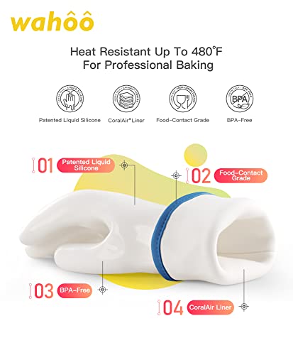 wahoo 12 Inch Liquid Silicone Oven Mitts (White / XL/10)