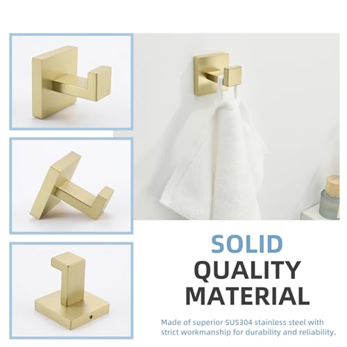 Bathroom Towel Hook for Wall (1 Pack / Brushed Gold)