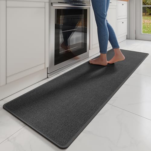 Long Kitchen Runner Rugs Kitchen Mat Non Slip Washable Black 17"x71" (8.264 Sq Ft)
