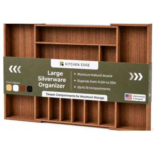Silverware & Utensil Drawer Organizer (Natural Acacia / From 14.5" to 25" Wide)