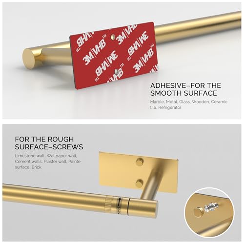 Gold Paper Towel Holder Under Cabinet Self Adhesive or Wall Mount