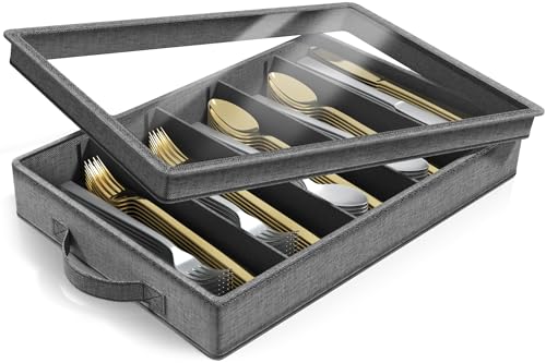 Flatware Storage Box (Gray / 1 Piece Silverware Storage)