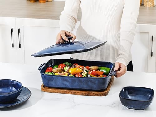 Ceramic Casserole Dish with Lid (set of 1 / Starry Blue)