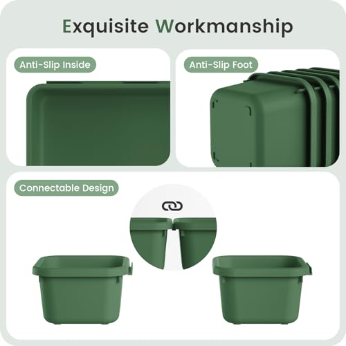 Military Grade】 Drawer Organizer for Vanity Bathroom Makeup Desk (Green)
