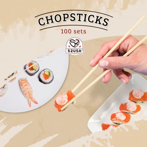 52USA Disposable Bamboo Chopsticks (100 pairs)