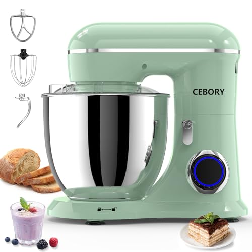 3-IN-1 Electric Stand Mixer, 6.5QT Bowl 660W 10-Speed Kitchen Mixer, Household Food Mixers include Dough Hook, Beater and Whisk, Bread Cake Mixer for Baking and Most Home Cooks, Agave Green (Agave Green)