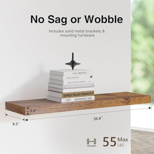 Bathroom Floating Shelves for Wall (Rustic Wood 01 / 36"-2pack)