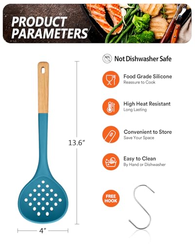 Silicone Kitchen Ladle Strainer (Blue)