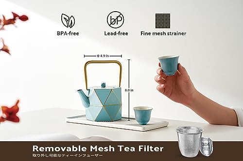 Cast Iron Teapot (40 oz / Blue Diamond)