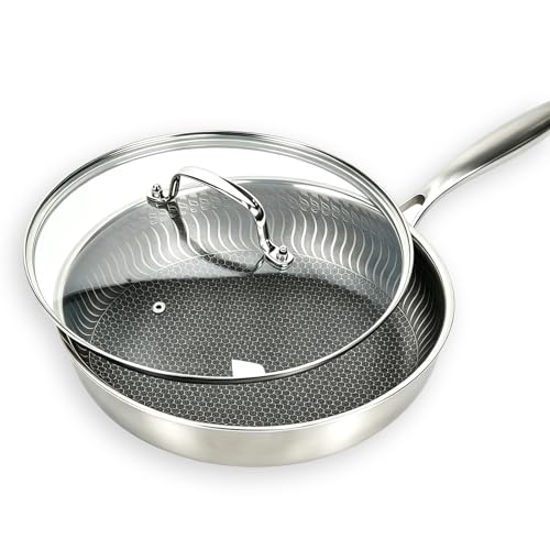 12 IN Glass Lid with Stainless Steel Handle for Frying Pan (12 in (11.69in-12.28in) / Silvery Handle)