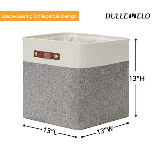 13 inch Fabric Storage Cubes 4 Pack Foldable Baskets (White&Grey / Cube/4P-13"x13"x13")