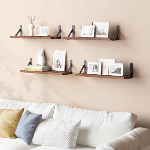 16.5in Floating Shelves for Wall (Dark Carbonized Pine / 16.5 x 6.1 x 0.59 inches)