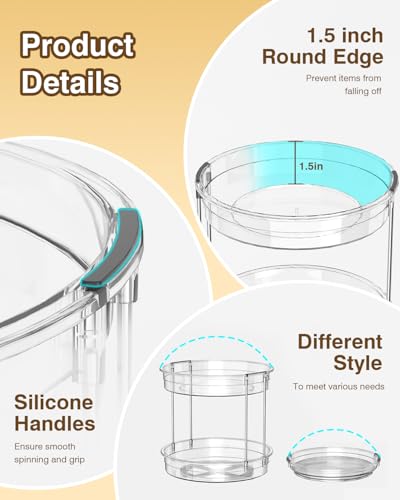 3 Pack Clear Lazy Susan Turntable 9'' & 11.8'' for Cabinet (11.8in 2-Tier + 2×9.25in)